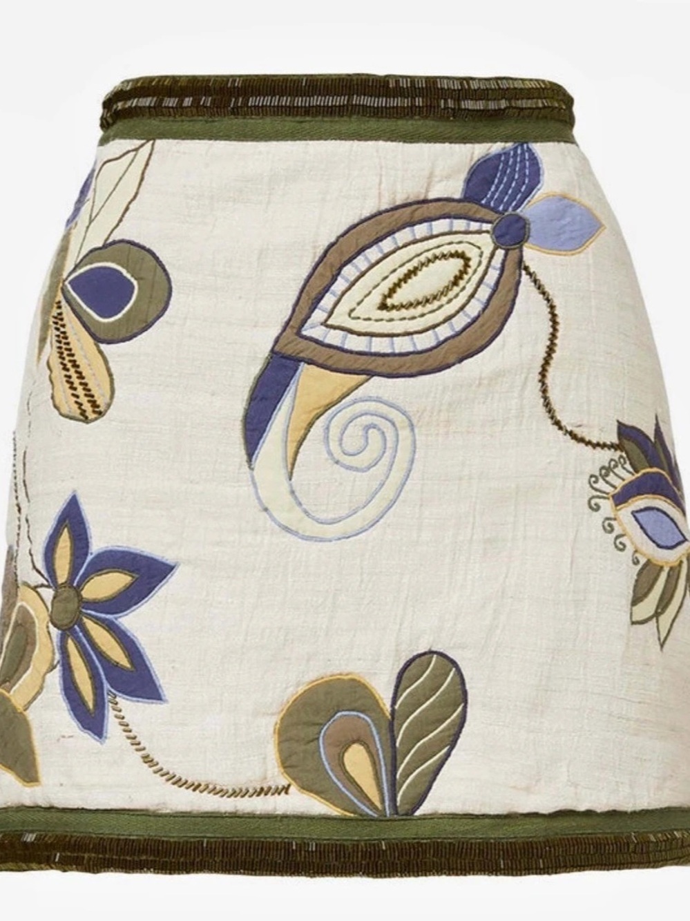 Veronica Beard Skirt Floral Mini Cream & Blue